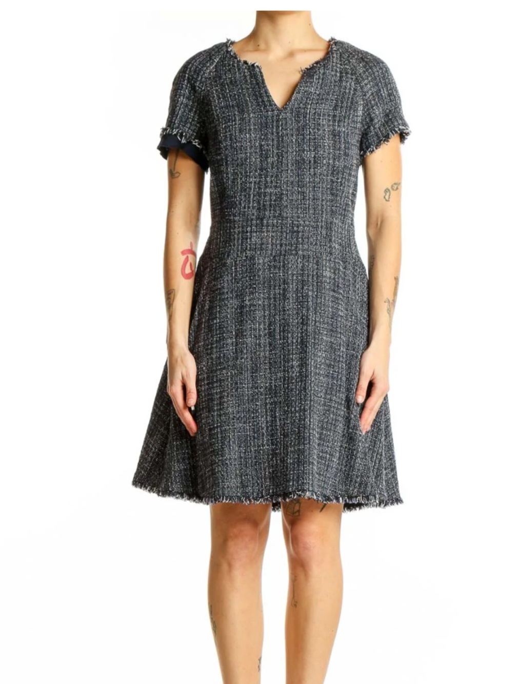 Banana Republic Frayed V-Neck Short Sleeve A-Line Dress- worn a few times